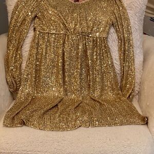 Gold Sequin Kids Formal Dress